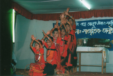 Jumma children dancing at a function during Boi-sa-bi festival